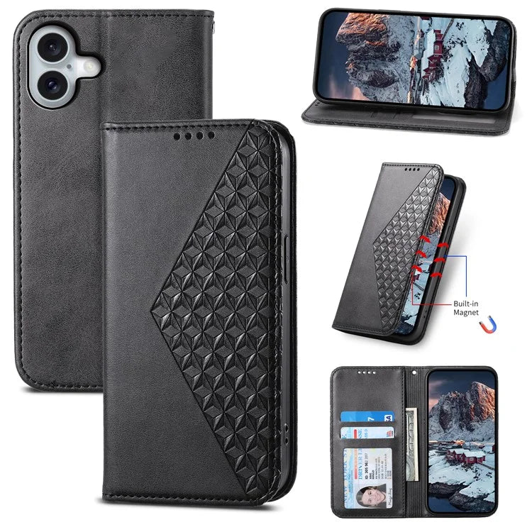 For iPhone 16 Plus Stand Case Imprinted PU Leather Wallet Phone Cover