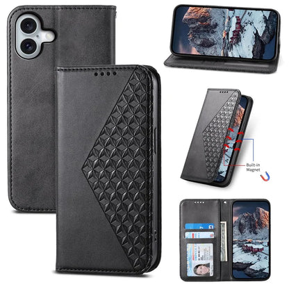 For iPhone 16 Plus Stand Case Imprinted PU Leather Wallet Phone Cover