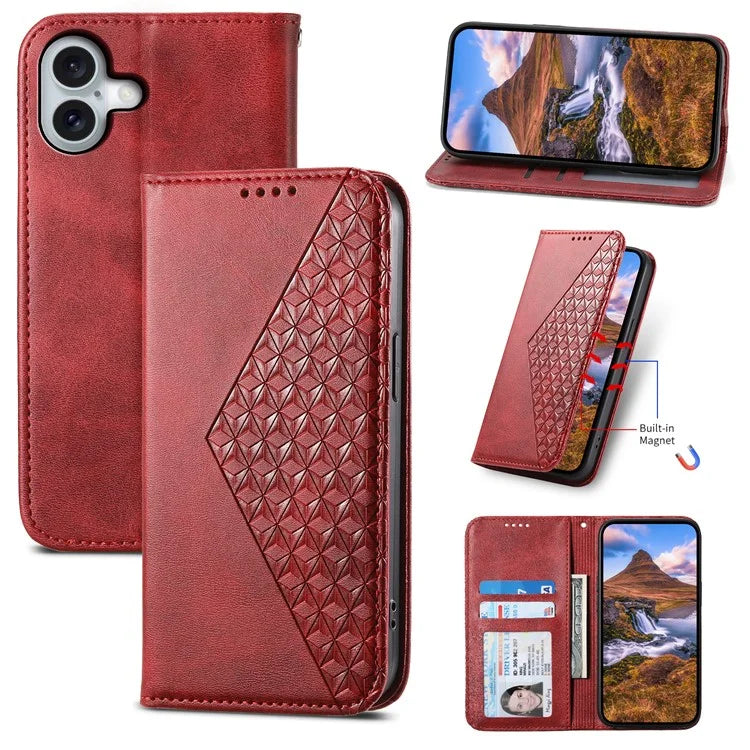 For iPhone 16 Plus Stand Case Imprinted PU Leather Wallet Phone Cover
