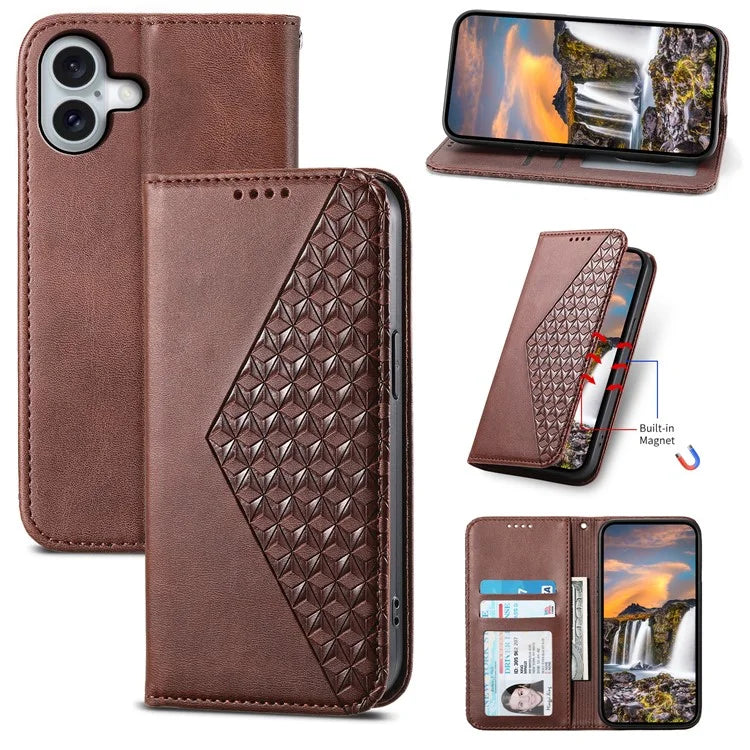 For iPhone 16 Plus Stand Case Imprinted PU Leather Wallet Phone Cover