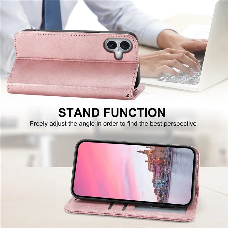 For iPhone 16 Plus Stand Case Imprinted PU Leather Wallet Phone Cover