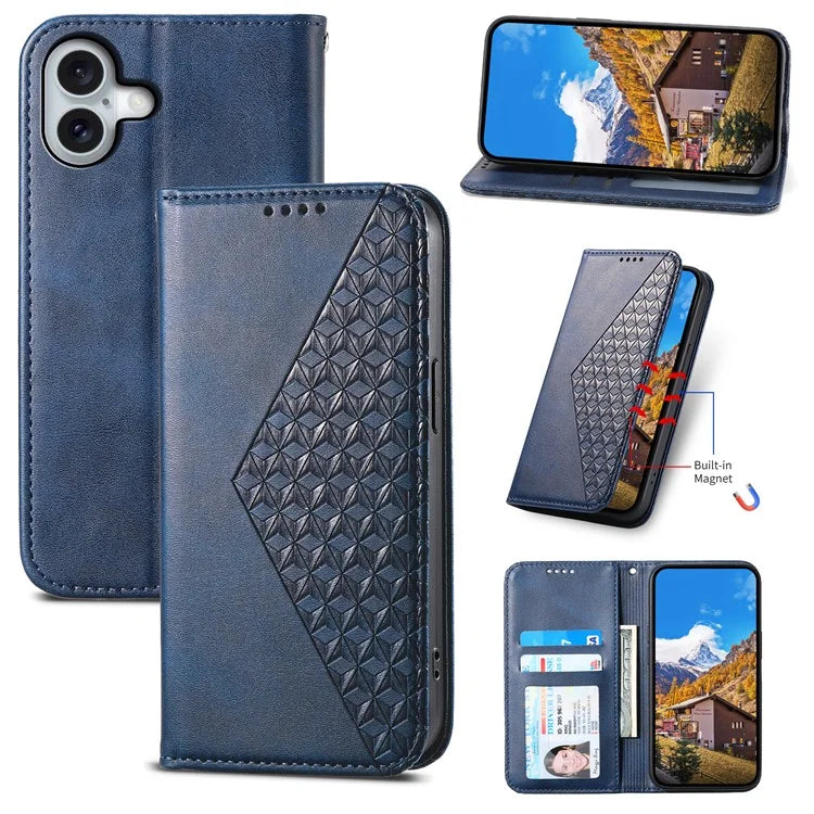 For iPhone 16 Plus Stand Case Imprinted PU Leather Wallet Phone Cover