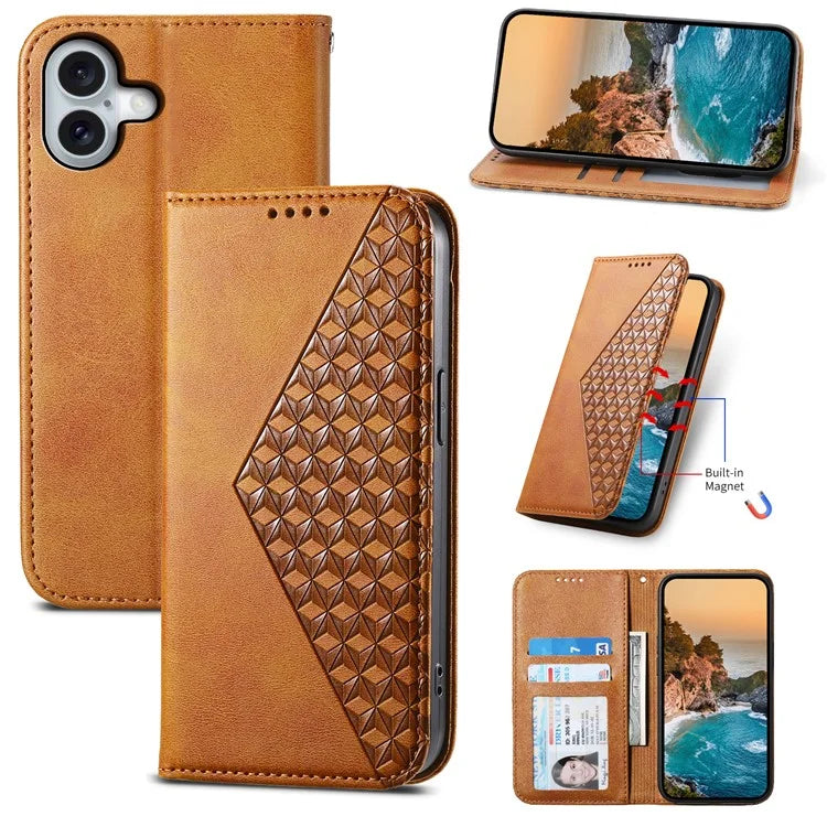 For iPhone 16 Plus Stand Case Imprinted PU Leather Wallet Phone Cover