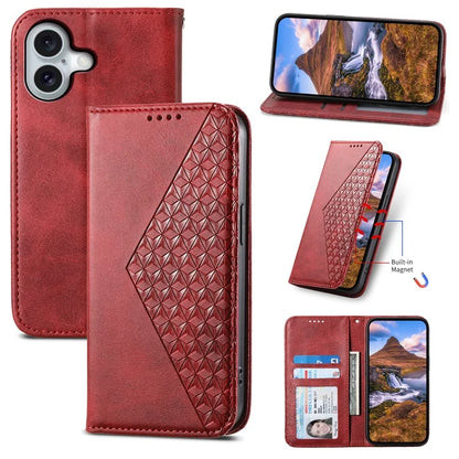 For iPhone 16 Wallet Case Calf Texture PU Leather Phone Cover with Strap