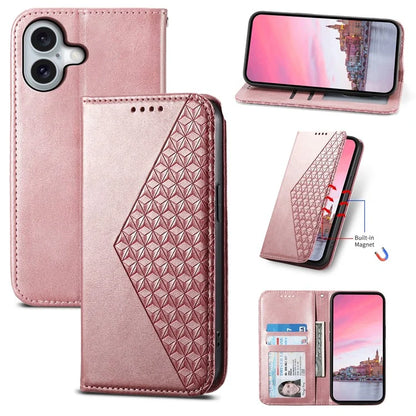 For iPhone 16 Wallet Case Calf Texture PU Leather Phone Cover with Strap
