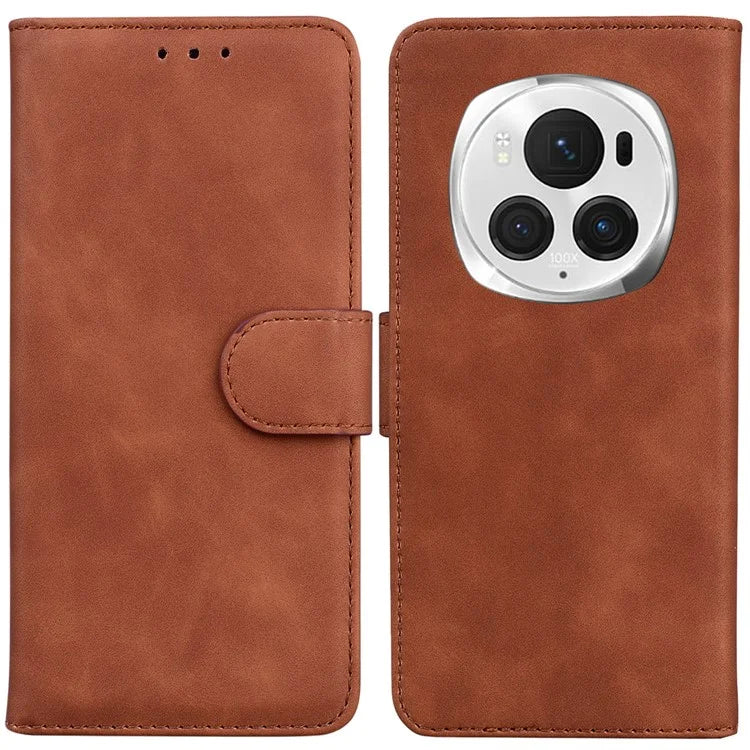 For Honor Magic6 Pro 5G Leather Wallet Case Solid Color Phone Cover