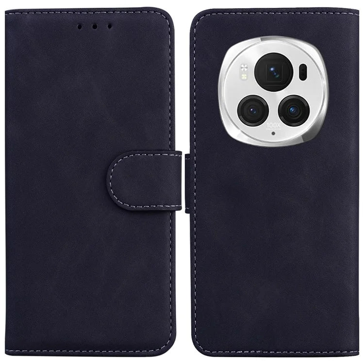 For Honor Magic6 Pro 5G Leather Wallet Case Solid Color Phone Cover