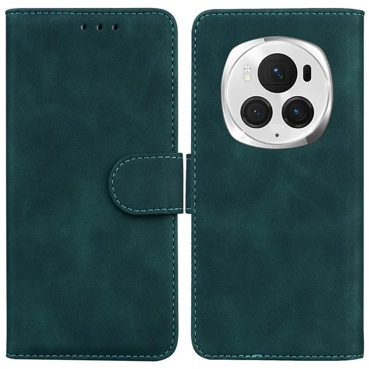 For Honor Magic6 Pro 5G Leather Wallet Case Solid Color Phone Cover