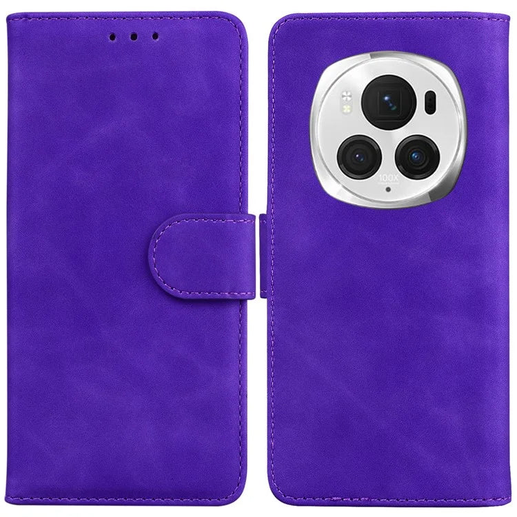 For Honor Magic6 Pro 5G Leather Wallet Case Solid Color Phone Cover