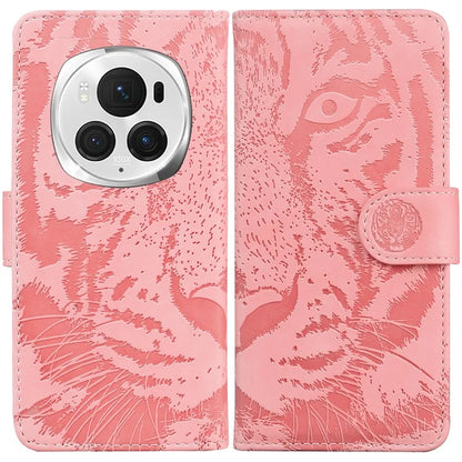 For Honor Magic6 Pro 5G Case Tiger Imprint PU Leather Flip Phone Cover