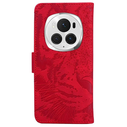 For Honor Magic6 Pro 5G Case Tiger Imprint PU Leather Flip Phone Cover