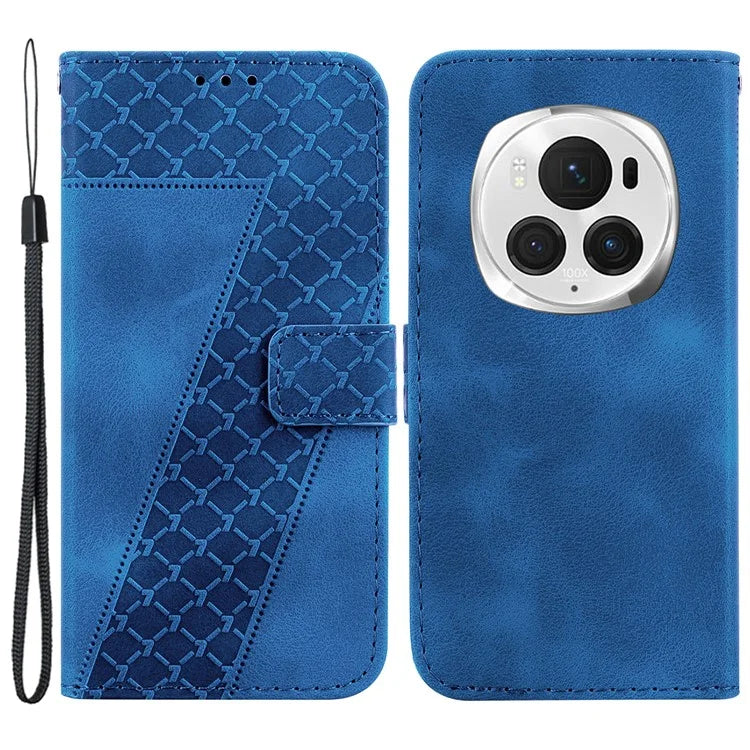 For Honor Magic6 Pro 5G Leather Case 7-Shaped Pattern Phone Cover