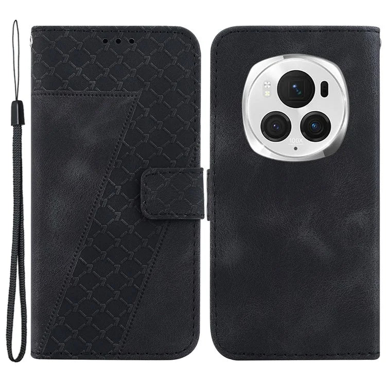 For Honor Magic6 Pro 5G Leather Case 7-Shaped Pattern Phone Cover