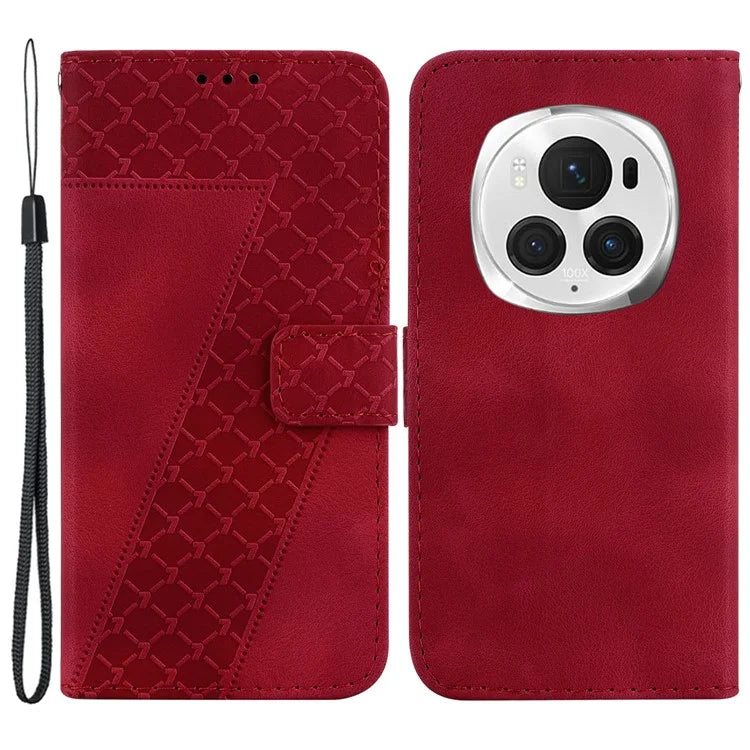 For Honor Magic6 Pro 5G Leather Case 7-Shaped Pattern Phone Cover