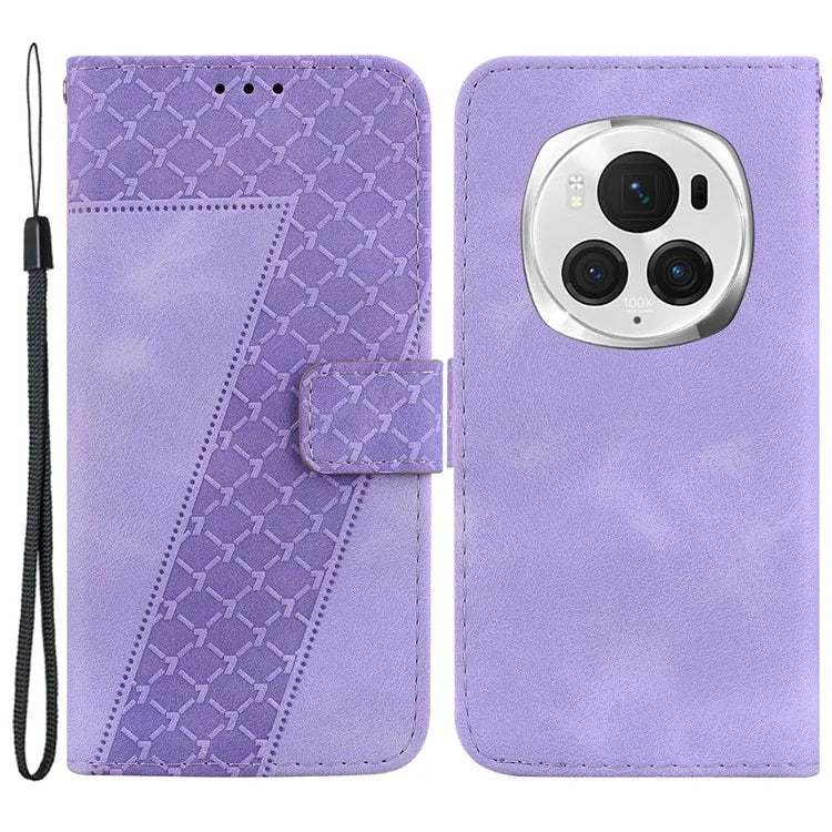 For Honor Magic6 Pro 5G Leather Case 7-Shaped Pattern Phone Cover