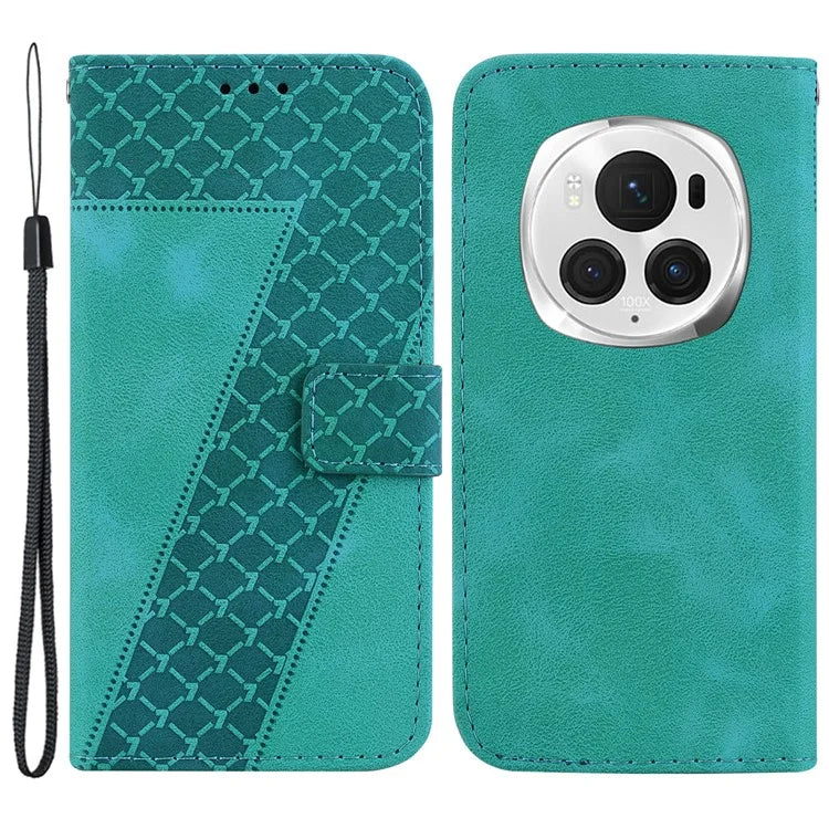 For Honor Magic6 Pro 5G Leather Case 7-Shaped Pattern Phone Cover