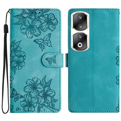 For Honor 90 Pro Case Butterfly Flower PU Leather Skin-Touch Phone Cover
