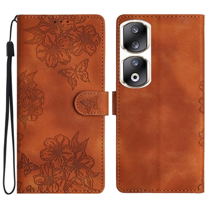 For Honor 90 Pro Case Butterfly Flower PU Leather Skin-Touch Phone Cover