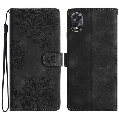 For Oppo A38 4G / A18 4G Case PU Leather Phone Cover Butterfly Flower Card Slot Holder Stand