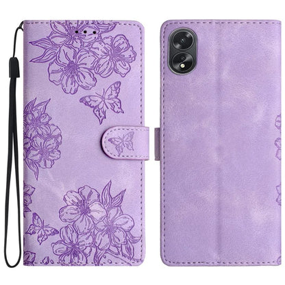 For Oppo A38 4G / A18 4G Case PU Leather Phone Cover Butterfly Flower Card Slot Holder Stand