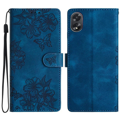 For Oppo A38 4G / A18 4G Case PU Leather Phone Cover Butterfly Flower Card Slot Holder Stand