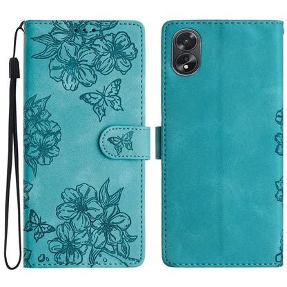 For Oppo A38 4G / A18 4G Case PU Leather Phone Cover Butterfly Flower Card Slot Holder Stand