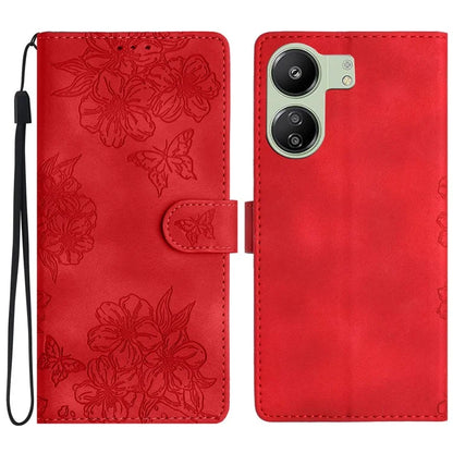 For Xiaomi Redmi 13C 4G / Poco C65 4G Case Butterfly Flower Design Leather Wallet Flip Phone Cover
