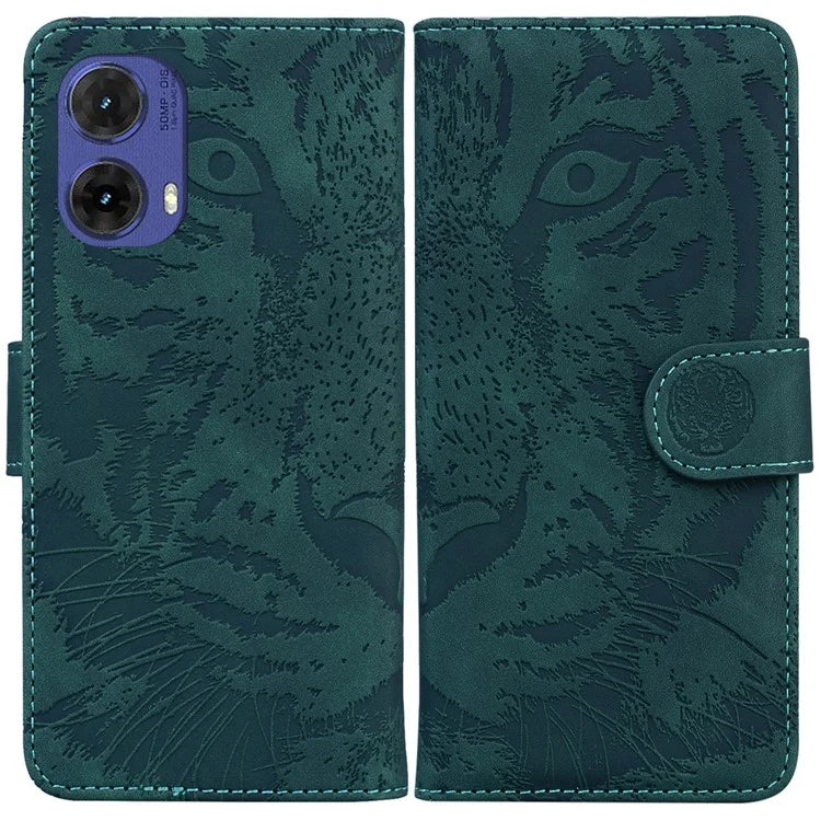 For Motorola Moto G85 5G / S50 Neo 5G Mobile Phone Stand Case Imprinted Tiger PU Leather Wallet Phone Cover