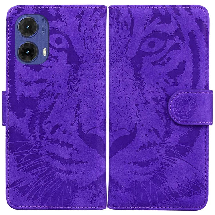 For Motorola Moto G85 5G / S50 Neo 5G Mobile Phone Stand Case Imprinted Tiger PU Leather Wallet Phone Cover