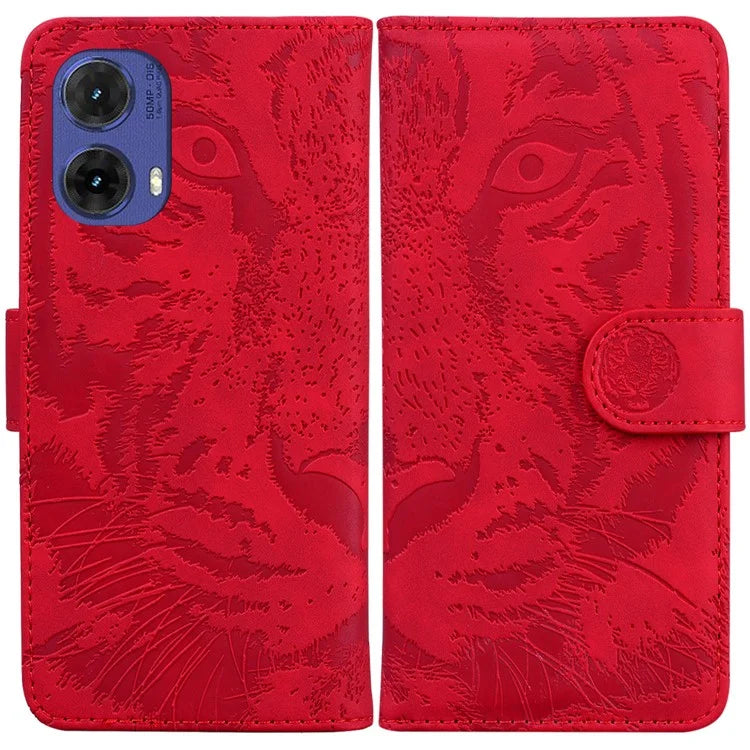 For Motorola Moto G85 5G / S50 Neo 5G Mobile Phone Stand Case Imprinted Tiger PU Leather Wallet Phone Cover
