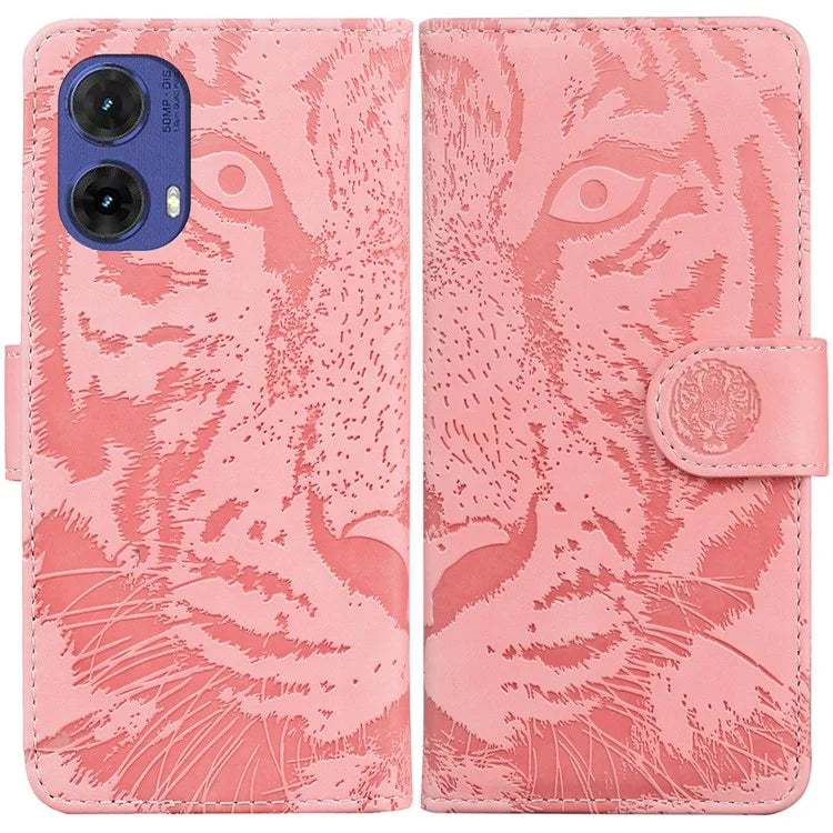 For Motorola Moto G85 5G / S50 Neo 5G Mobile Phone Stand Case Imprinted Tiger PU Leather Wallet Phone Cover