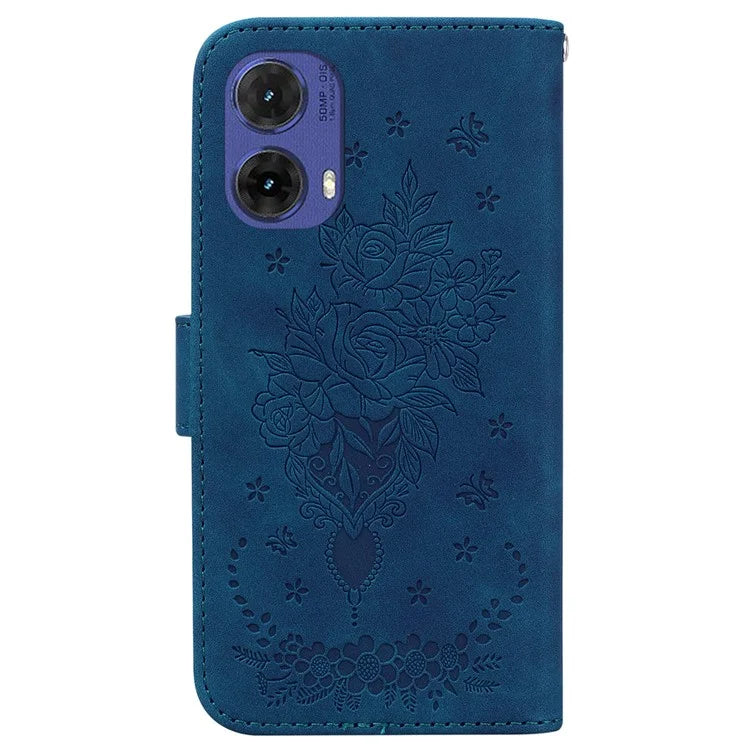 For Motorola Moto G85 5G / S50 Neo 5G Wallet Phone Stand Case PU Leather + TPU Phone Cover with Butterfly Flower Imprinted Pattern