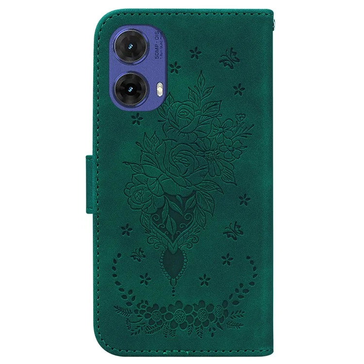 For Motorola Moto G85 5G / S50 Neo 5G Wallet Phone Stand Case PU Leather + TPU Phone Cover with Butterfly Flower Imprinted Pattern