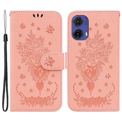 For Motorola Moto G85 5G / S50 Neo 5G Wallet Phone Stand Case PU Leather + TPU Phone Cover with Butterfly Flower Imprinted Pattern