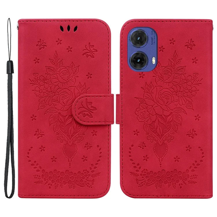 For Motorola Moto G85 5G / S50 Neo 5G Wallet Phone Stand Case PU Leather + TPU Phone Cover with Butterfly Flower Imprinted Pattern