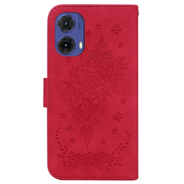 For Motorola Moto G85 5G / S50 Neo 5G Wallet Phone Stand Case PU Leather + TPU Phone Cover with Butterfly Flower Imprinted Pattern