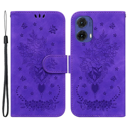 For Motorola Moto G85 5G / S50 Neo 5G Wallet Phone Stand Case PU Leather + TPU Phone Cover with Butterfly Flower Imprinted Pattern