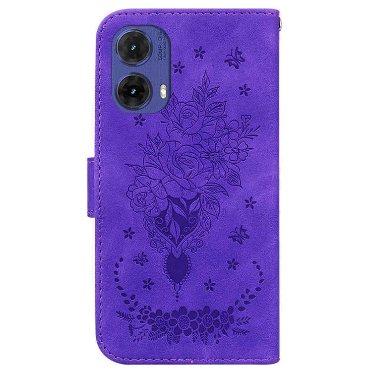 For Motorola Moto G85 5G / S50 Neo 5G Wallet Phone Stand Case PU Leather + TPU Phone Cover with Butterfly Flower Imprinted Pattern