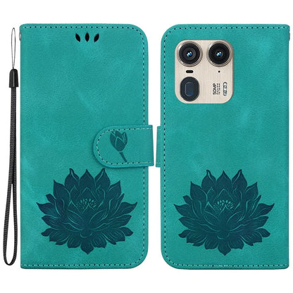 For Motorola Edge 50 Ultra 5G / Moto X50 Ultra 5G Wallet Phone Stand Case Imprinted Lotus Pattern PU Leather Phone Cover