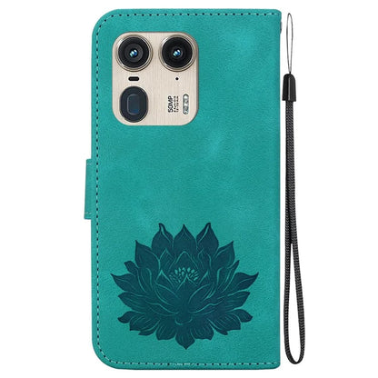 For Motorola Edge 50 Ultra 5G / Moto X50 Ultra 5G Wallet Phone Stand Case Imprinted Lotus Pattern PU Leather Phone Cover