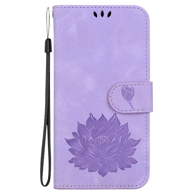 For Motorola Edge 50 Ultra 5G / Moto X50 Ultra 5G Wallet Phone Stand Case Imprinted Lotus Pattern PU Leather Phone Cover