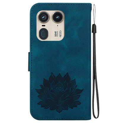 For Motorola Edge 50 Ultra 5G / Moto X50 Ultra 5G Wallet Phone Stand Case Imprinted Lotus Pattern PU Leather Phone Cover
