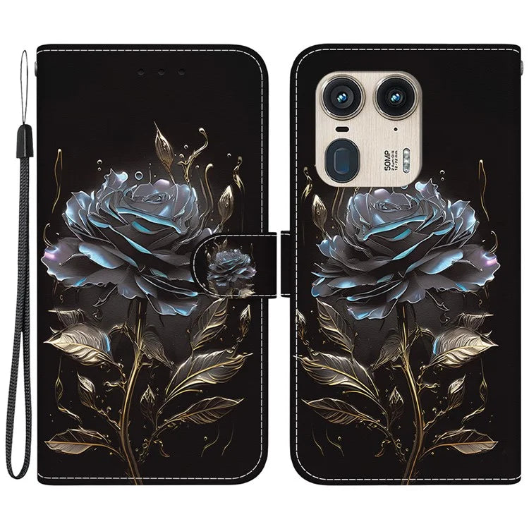 Wholesale Phone Case for Motorola Edge 50 Ultra 5G / Moto X50 Ultra Wallet Leather Phone Stand Cover with Pattern Printing