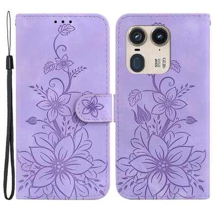 For Motorola Edge 50 Ultra 5G / Moto X50 Ultra 5G Phone Case PU Leather Wallet Cover Flower Imprinted