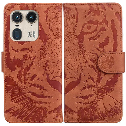 For Motorola Edge 50 Ultra 5G / Moto X50 Ultra 5G Case Tiger Imprint PU Leather Flip Phone Cover