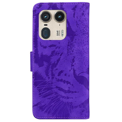 For Motorola Edge 50 Ultra 5G / Moto X50 Ultra 5G Case Tiger Imprint PU Leather Flip Phone Cover