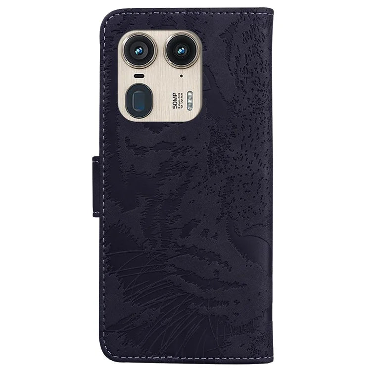 For Motorola Edge 50 Ultra 5G / Moto X50 Ultra 5G Case Tiger Imprint PU Leather Flip Phone Cover