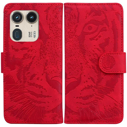 For Motorola Edge 50 Ultra 5G / Moto X50 Ultra 5G Case Tiger Imprint PU Leather Flip Phone Cover