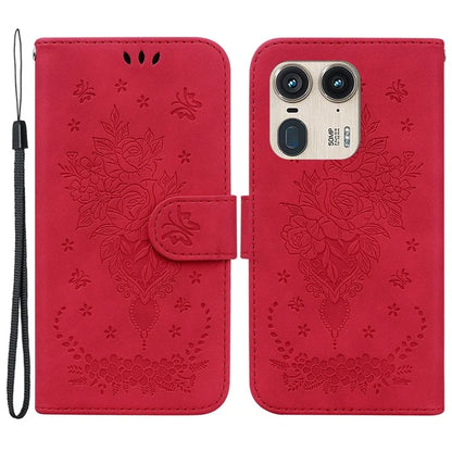 For Motorola Edge 50 Ultra 5G / Moto X50 Ultra 5G Wallet Case PU Leather Phone Cover Butterfly Flower Imprint