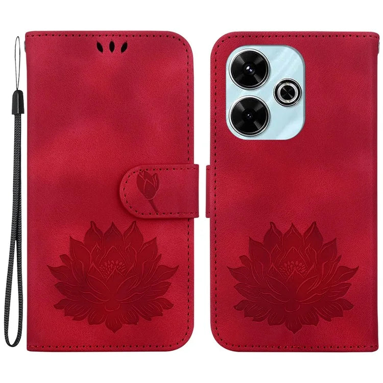 For Xiaomi Redmi 13 5G / 13 4G / Poco M6 4G Phone Case Lotus Imprint Leather Flip Wallet Cover